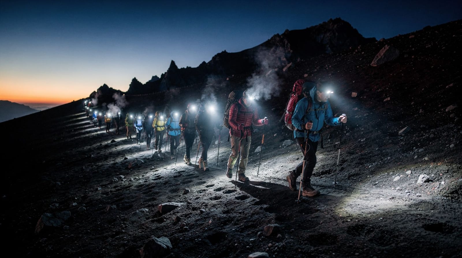 Climbing Etna at dawn